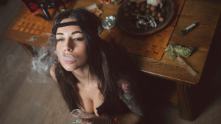 Woman smoking cigarette table food - a woman smoking free wallpaper