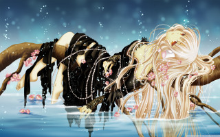 Woman floating water long hair - a painting of a woman free wallpaper