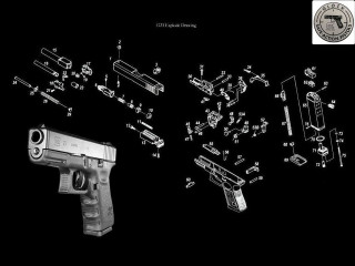 Gun parts black white image - assemblage free wallpaper
