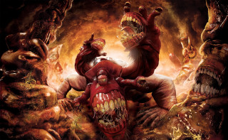 Demonic creature dark cave flames - a dark cave free wallpaper