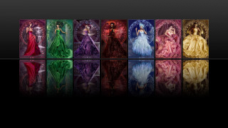 Colorful dresses reflection woman long - tarot card free wallpaper