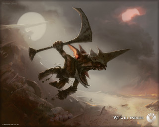 Dragon axe flying rocky area - altermodern free wallpaper