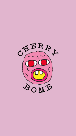 Pink wall cartoon face cherry - an album cover free wallpaper