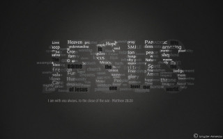Wordcloud blackwhite multilingual center words - closed free wallpaper