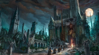 Gothic city full moon cemetery - cedric peyravernay free wallpaper