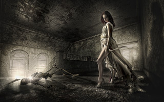 Woman long dress skeleton room - a long dress free wallpaper