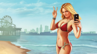 Woman bikini cell phone beach - free bikini wallpaper