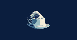 Coffee wave saucer blue black - a surrealist painting free wallpaper
