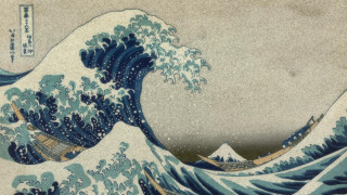 Wave boat water sky background - ukiyoe free wallpaper