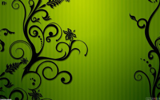 Green background black swirls leaves - a green background free wallpaper