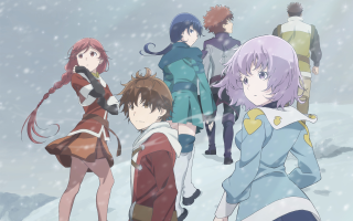 Anime girls snow together winter - a group of anime girls free wallpaper