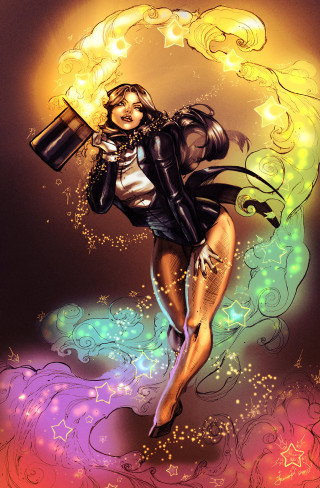 Woman black leather jacket boots - a flashlight free wallpaper