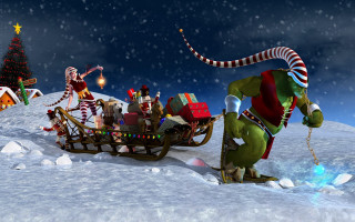Elves sleigh presents christmas tree - a sleigh free wallpaper