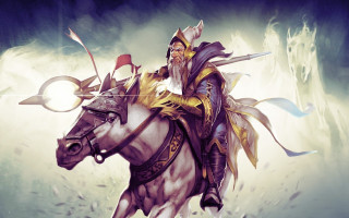 Man riding white horse night - dai jin free wallpaper