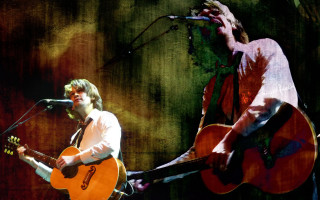Man playing guitar singing microphone 9 - a guitar free wallpaper