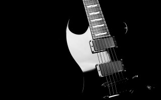 Black white guitar neck background 2 - photo of a guitar free wallpaper