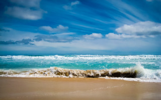 Wave beach blue sky clouds - ocean free wallpaper