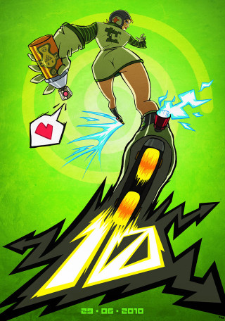 Man riding rocketship card beer - epsylon point free wallpaper