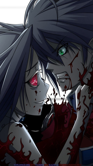 Gothic anime yandere greeneyes blood - a cell phone free wallpaper