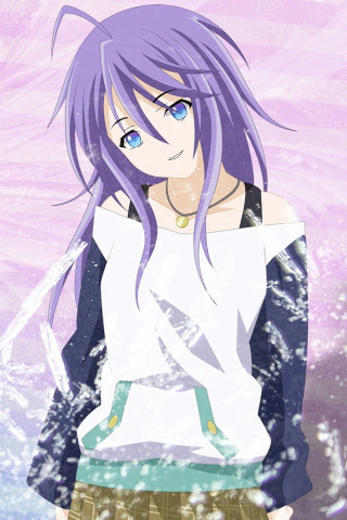 Girl purple hair blue eyes 5 - a girl free wallpaper