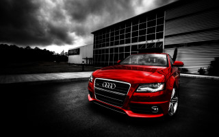 Red car city night starry - background free wallpaper