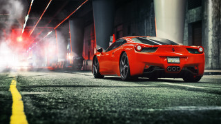 Red sports car night street 2 - night time free wallpaper for desktop