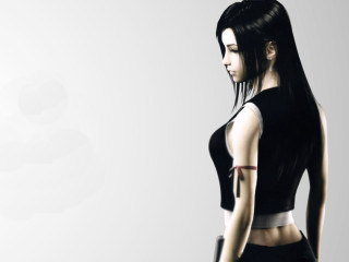Woman black top shorts white - a red ribbon free wallpaper