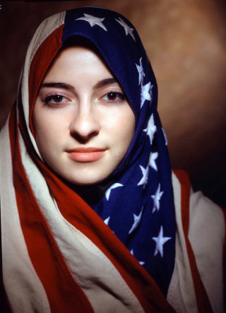 Woman scarf american flag headshot - winning free wallpaper