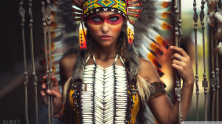 Native american woman costume feather - a pole free wallpaper