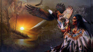 Native american woman bird deer - incredible free wallpaper