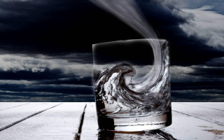 Glass water table sky background - stormy weather free wallpaper