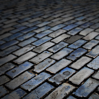 Brick road stop sign close - tone free wallpaper