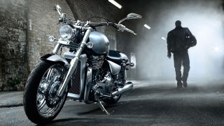 Man motorcycle tunnel smoke person - fantastic realism free wallpaper