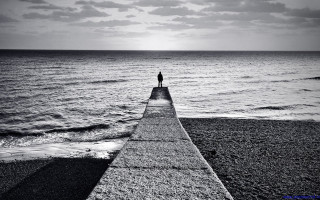 Person pier ocean black and 2 - a pier free wallpaper