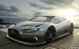 Silver sports car parked dock - shining free wallpaper