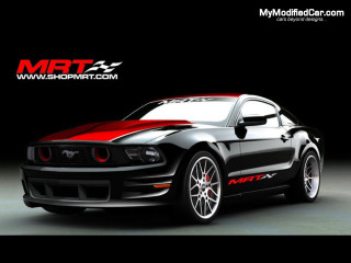 Black mustang red stripes hood - matte finish free wallpaper