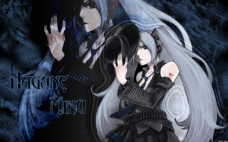 Anime couple white hair black 2 - black hair free wallpaper