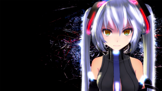 Anime character long hair headphones - cybernetic free wallpaper
