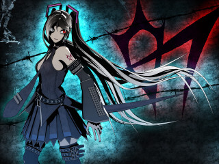 Gothic yandere sword woman bluebarbedwire - concept art free wallpaper
