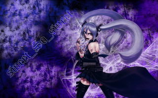 Gothic anime woman sword purple - a swirl free wallpaper