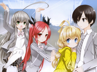 Anime characters group window sky - a blue sky free wallpaper