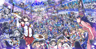 Group people room lights woman - a large group of people free wallpaper