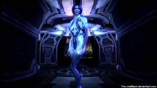 Woman futuristic space blue light 2 - eve ryder free wallpaper