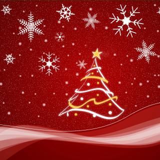 Christmas tree snowflakes red background 3 - naive free wallpaper
