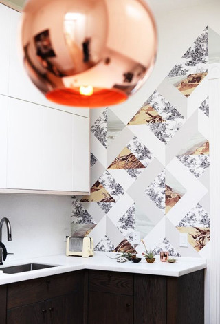Kitchen sink mirror ceiling light - geometric abstract art free wallpaper