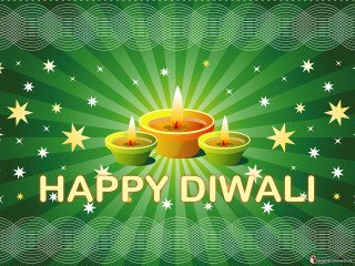 Diwali happy candles green background - white star free wallpaper