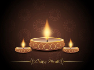 Diwali three candles dark background - happy free wallpaper