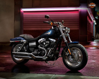 Motorcycle parked garage night neon - cafer bater free wallpaper