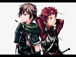 Anime characters swords scarf battle - a sword and the other free wallpaper