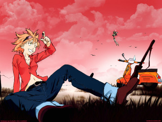 Man laying scooter girl red - the ground next free wallpaper